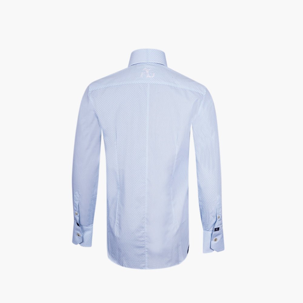 Light Blue Mason Collar Cotton Shirt - Angelo Galasso - Luxury Italian Menswear London