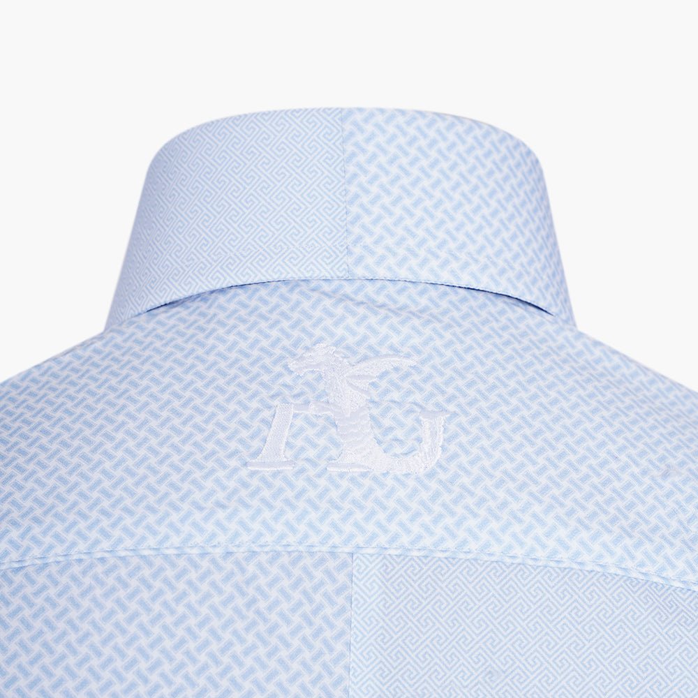 Light Blue Mason Collar Cotton Shirt - Angelo Galasso - Luxury Italian Menswear London