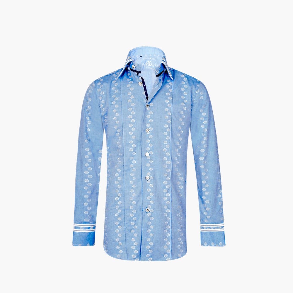Light Blue Fil Coupe Corleone Shirt - Angelo Galasso - Luxury Italian Menswear London