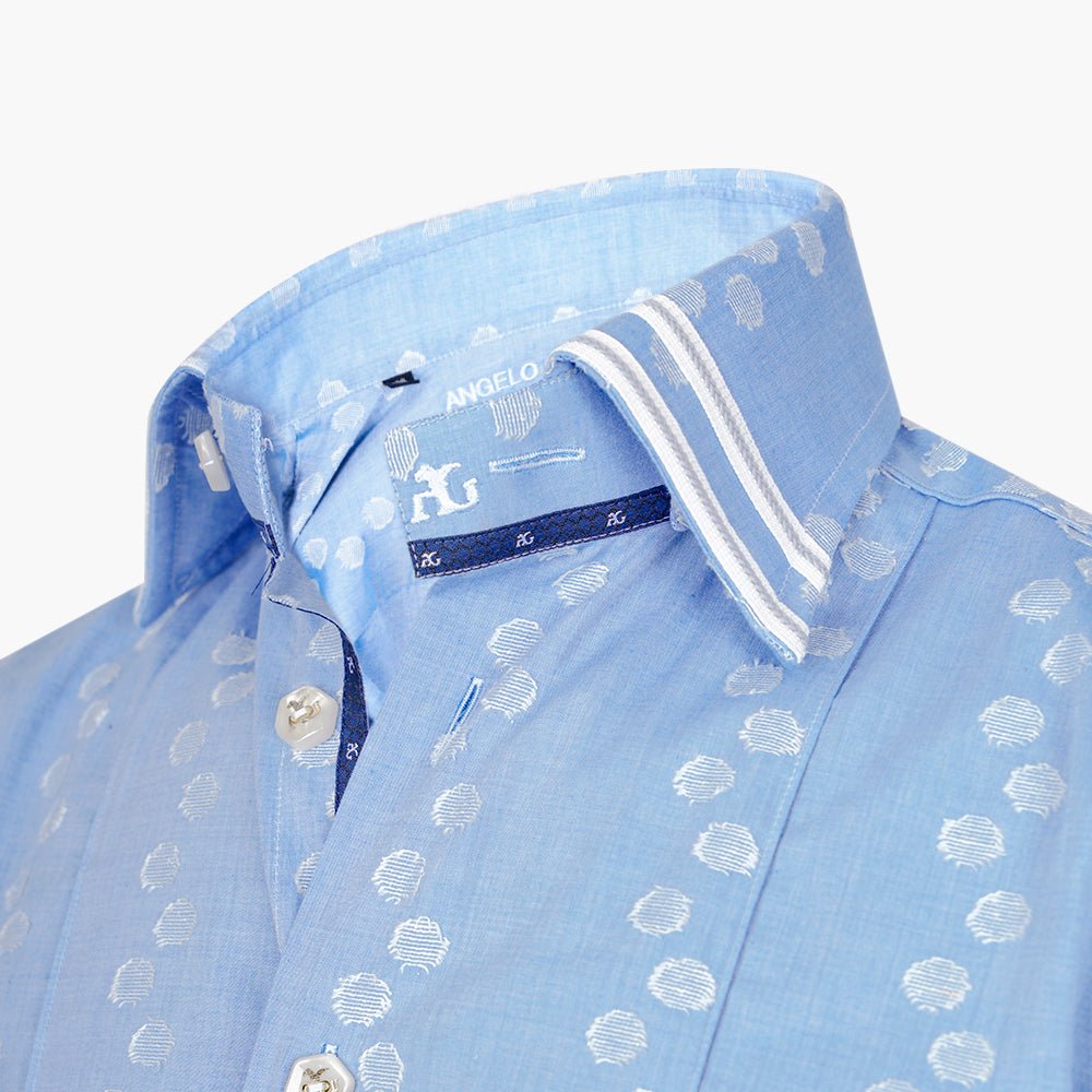 Light Blue Fil Coupe Corleone Shirt - Angelo Galasso - Luxury Italian Menswear London