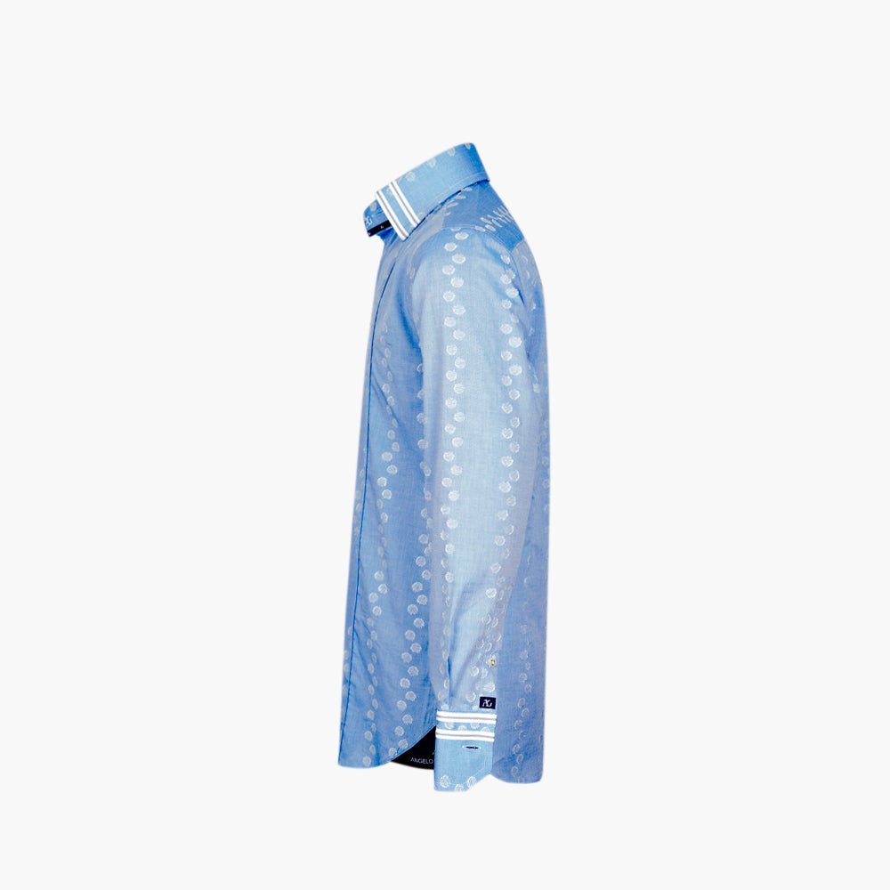 Light Blue Fil Coupe Corleone Shirt - Angelo Galasso - Luxury Italian Menswear London