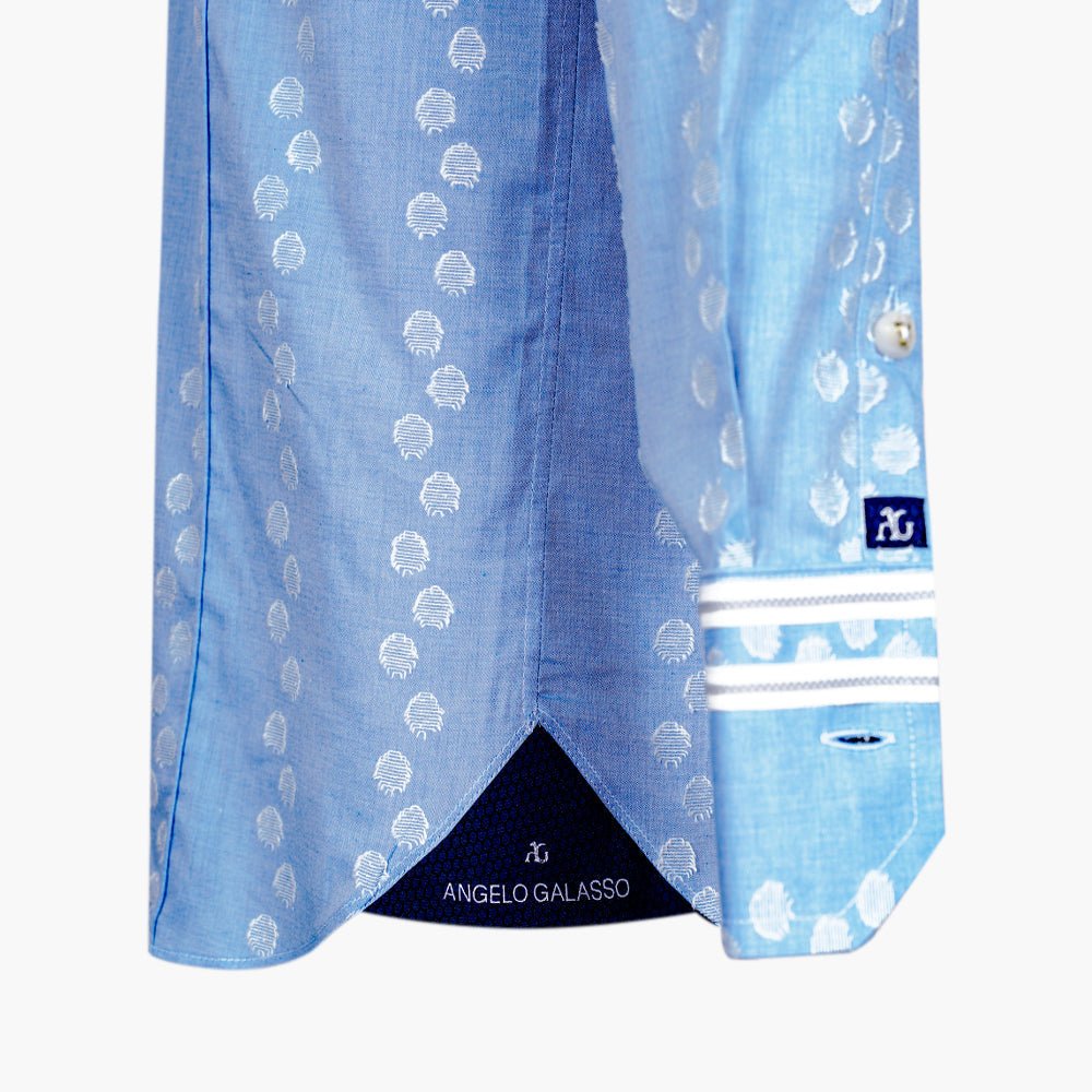 Light Blue Fil Coupe Corleone Shirt - Angelo Galasso - Luxury Italian Menswear London