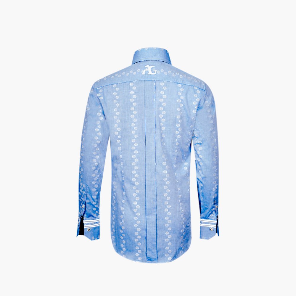 Light Blue Fil Coupe Corleone Shirt - Angelo Galasso - Luxury Italian Menswear London