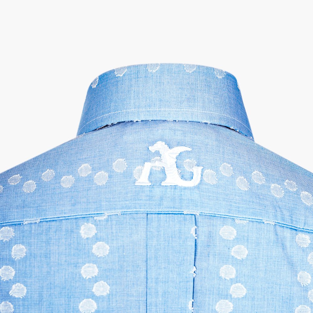 Light Blue Fil Coupe Corleone Shirt - Angelo Galasso - Luxury Italian Menswear London