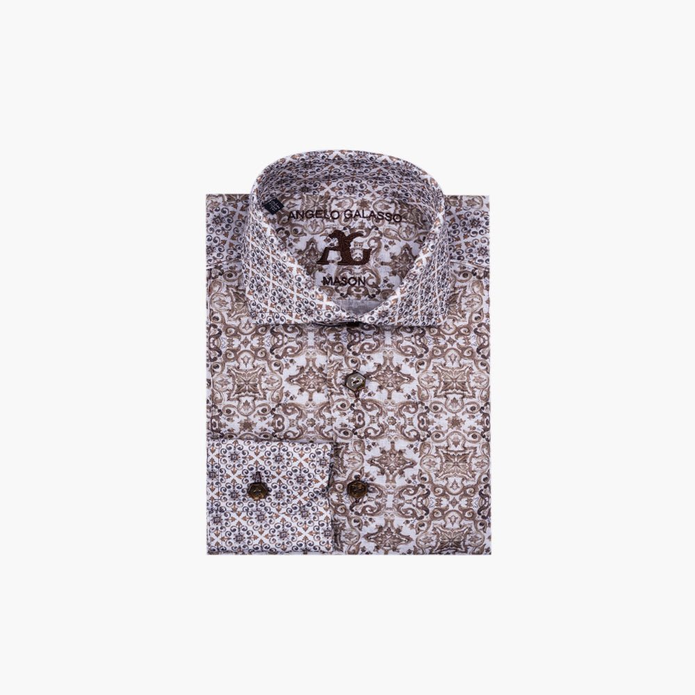 Light Beige Mason Linen Shirt - Angelo Galasso - Luxury Italian Menswear London