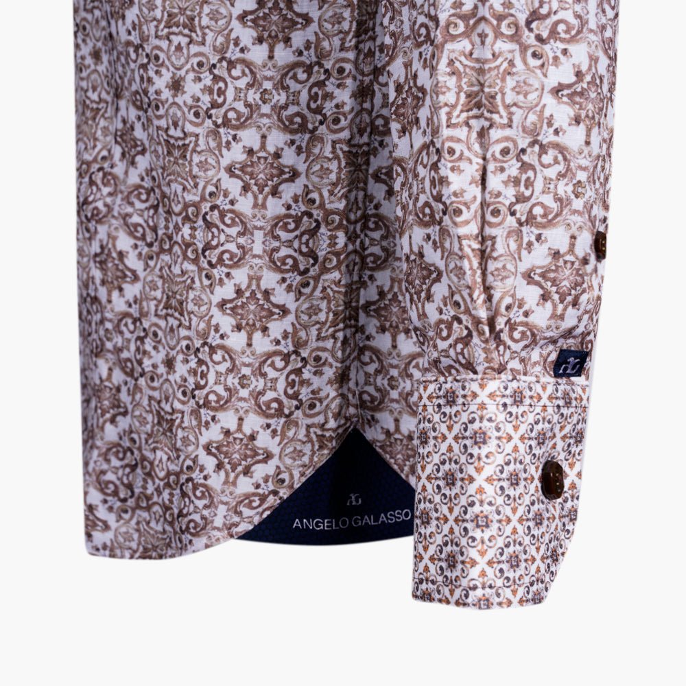 Light Beige Mason Linen Shirt - Angelo Galasso - Luxury Italian Menswear London