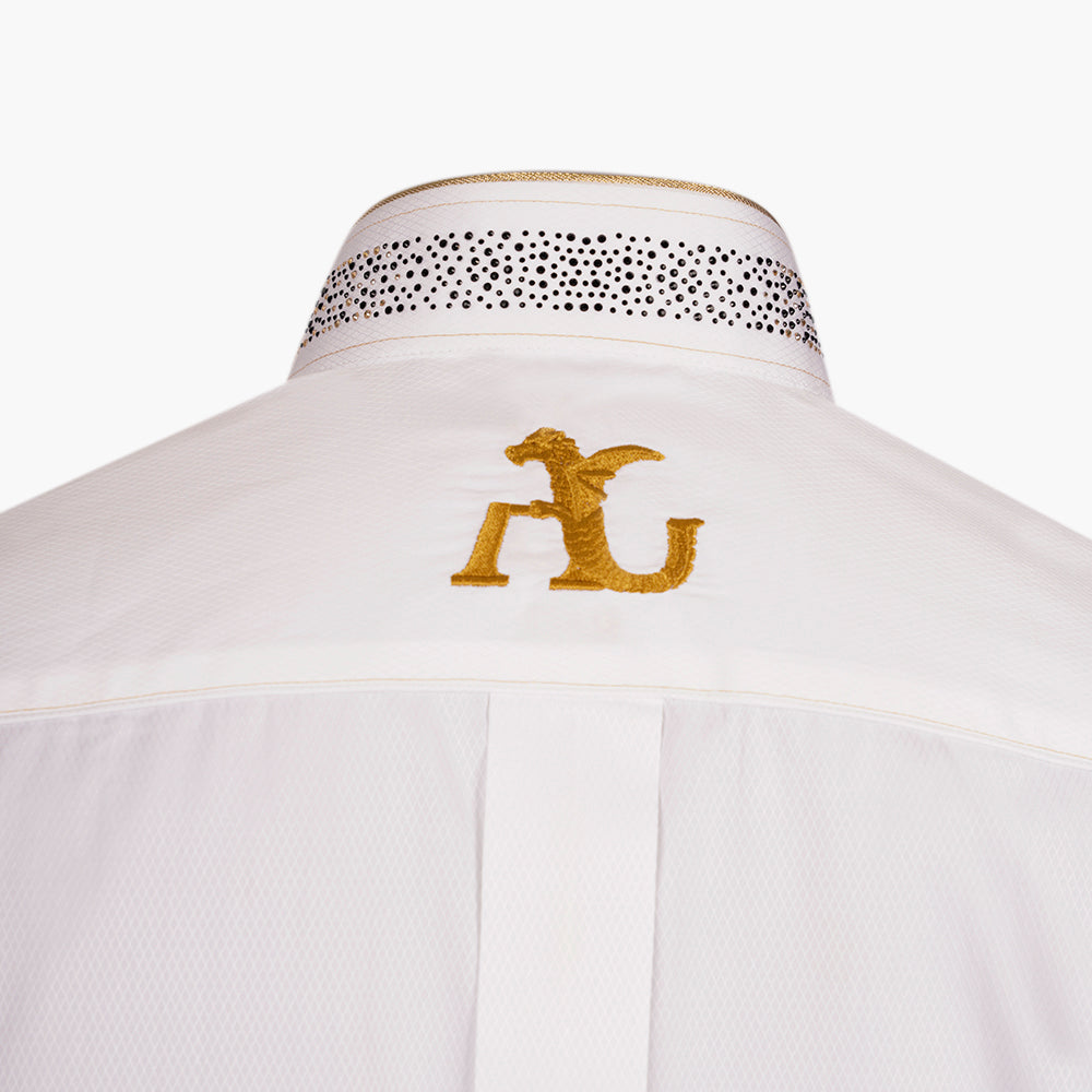 White Crystal Embellished Mao Shirt