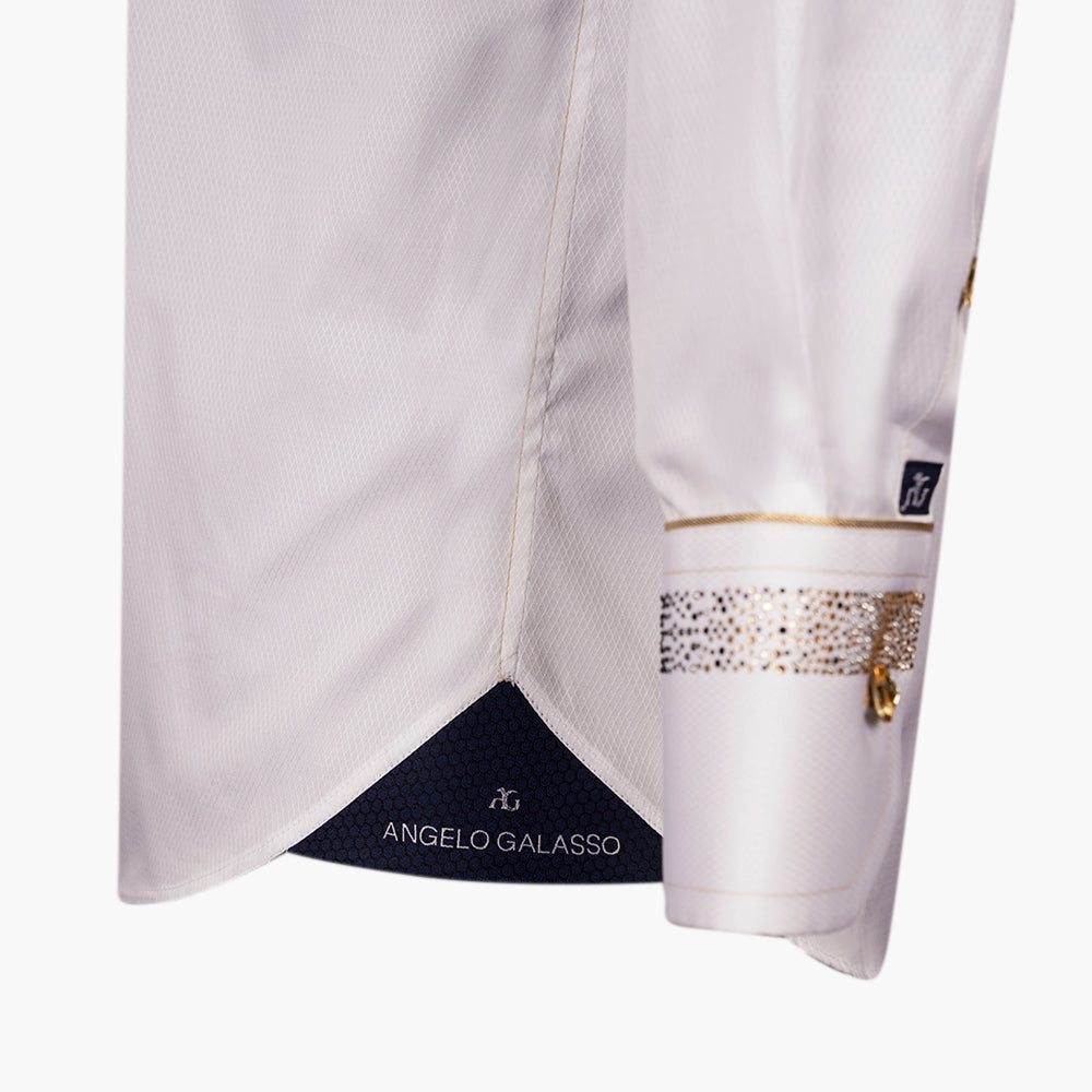 White Crystal Embellished Mao Shirt