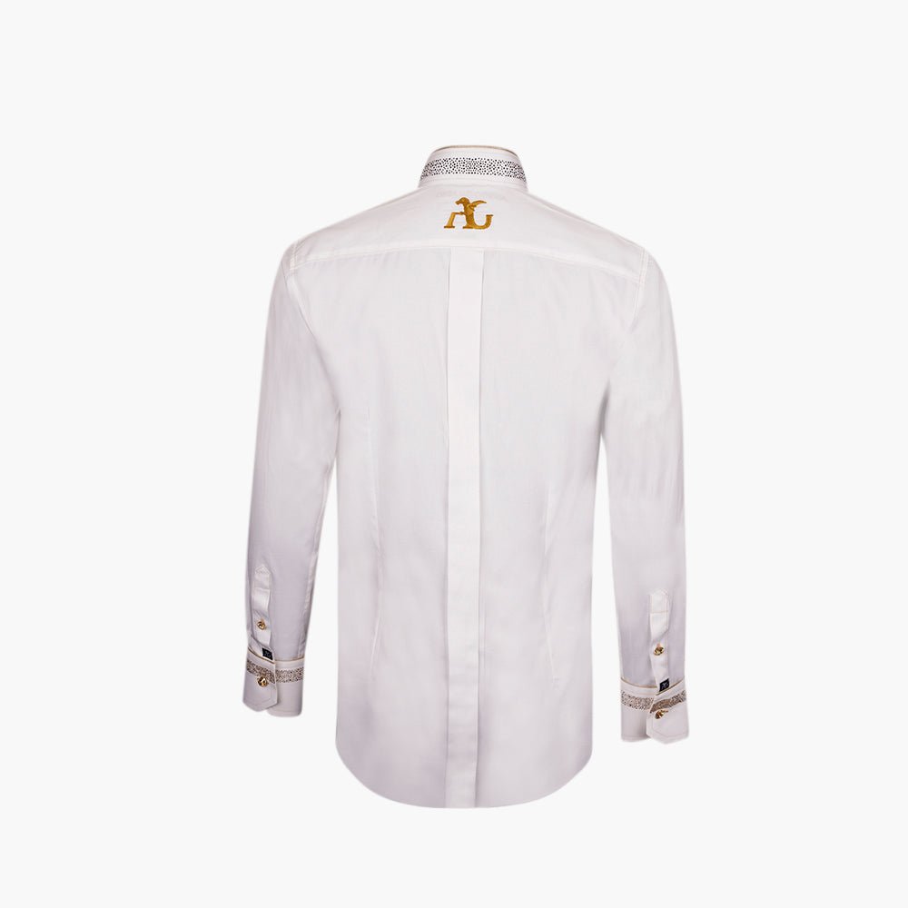 White Crystal Embellished Mao Shirt - Angelo Galasso - Luxury Italian Menswear London