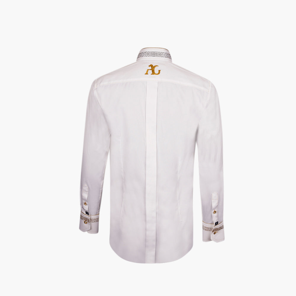 White Crystal Embellished Mao Shirt