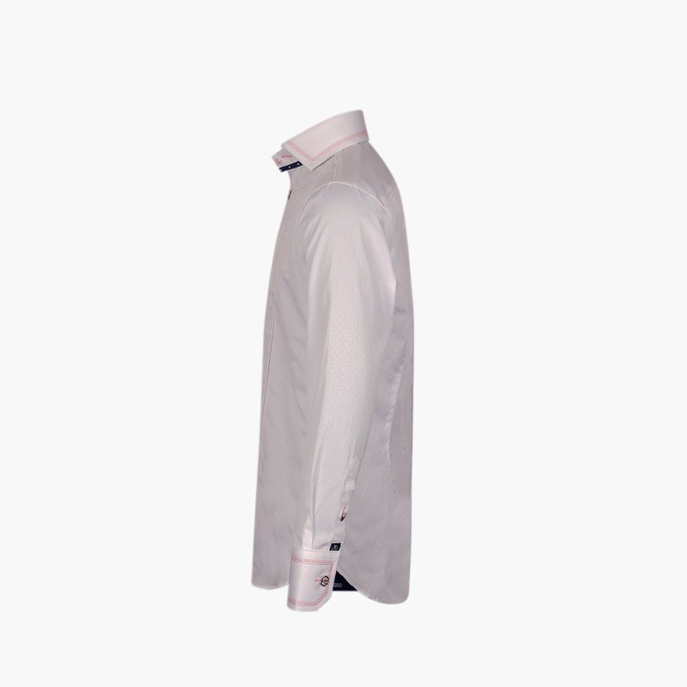 White & Pink Juki Stitch Mason Shirt - Angelo Galasso - Luxury Italian Menswear London