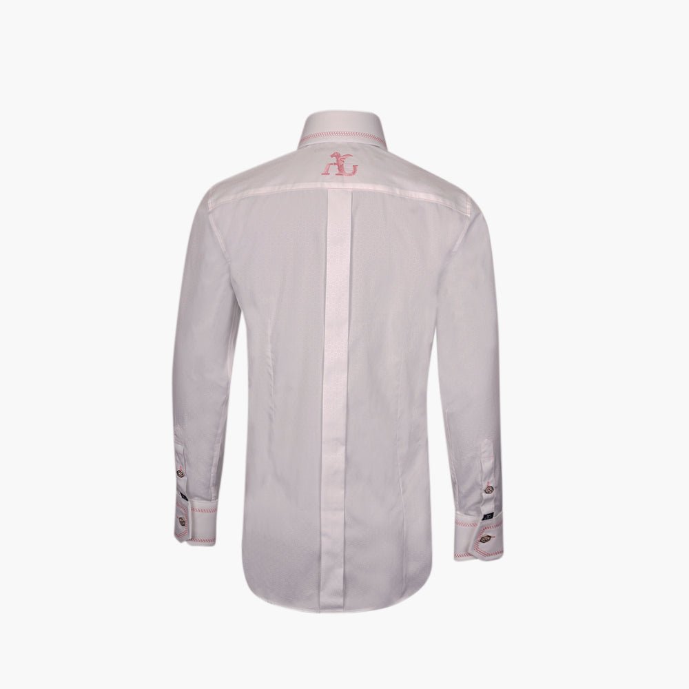 White & Pink Juki Stitch Mason Shirt - Angelo Galasso - Luxury Italian Menswear London