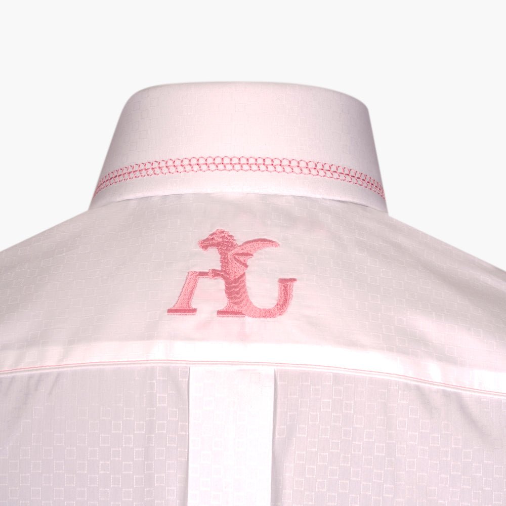 White & Pink Juki Stitch Mason Shirt - Angelo Galasso - Luxury Italian Menswear London