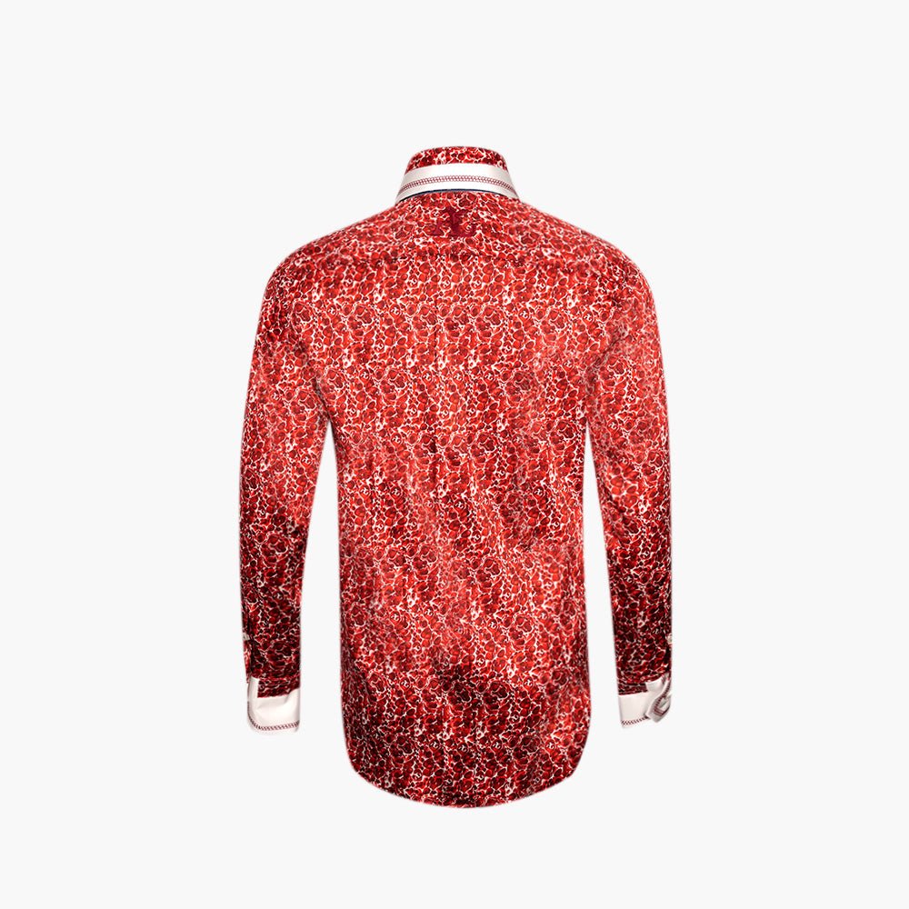 Burgundy & White Malachite AG Custom Print Shirt - Angelo Galasso - Luxury Italian Menswear London