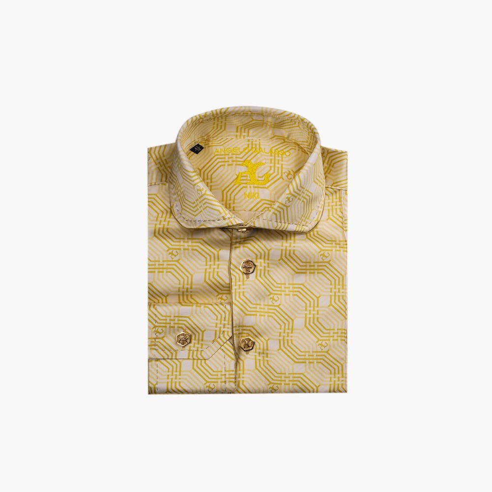 Yellow Geometric Niki Shirt - Angelo Galasso - Luxury Italian Menswear London