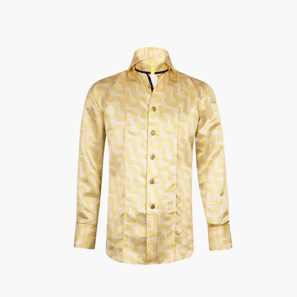 Yellow Geometric Niki Shirt - Angelo Galasso - Luxury Italian Menswear London