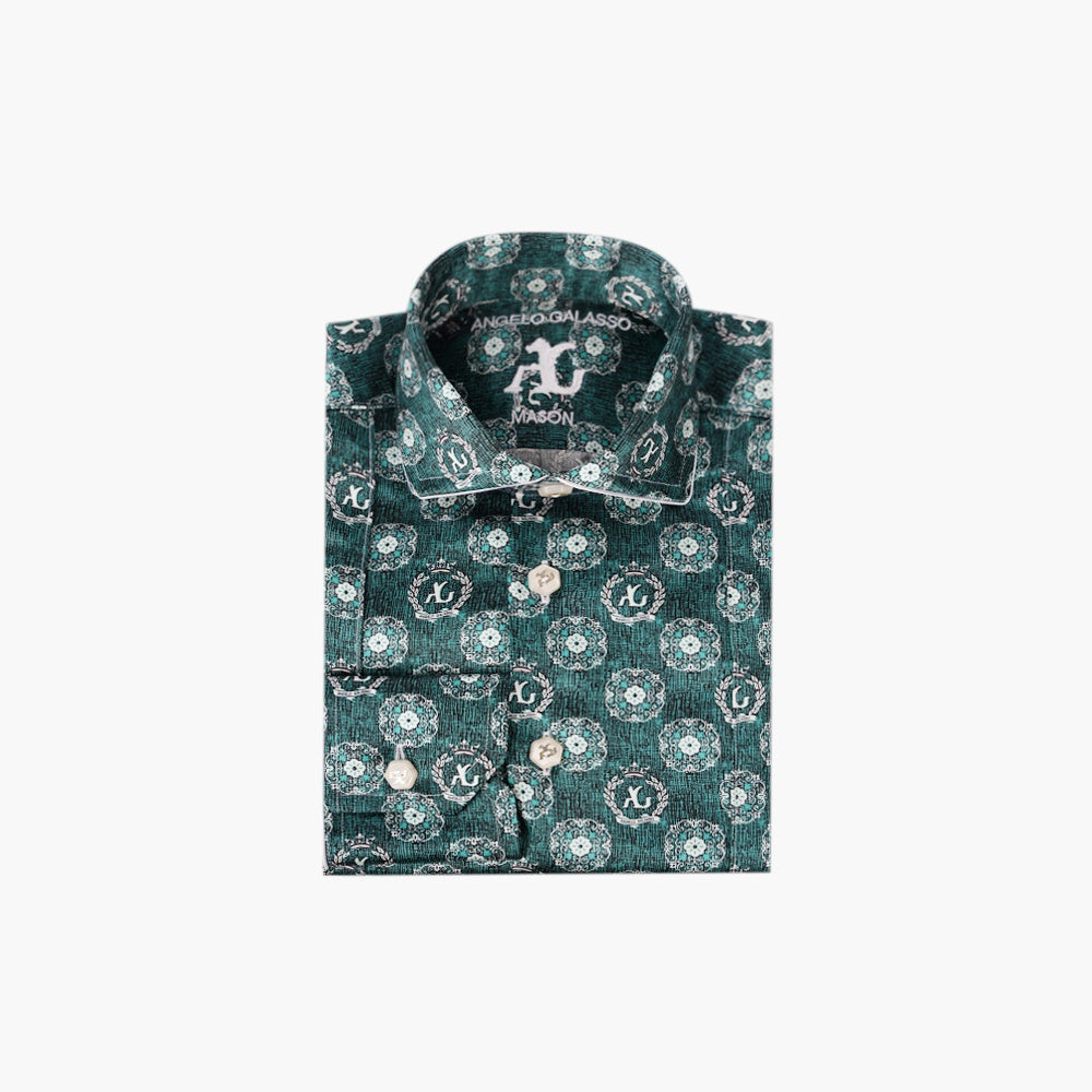 Green & White Floral Mason Silk Shirt