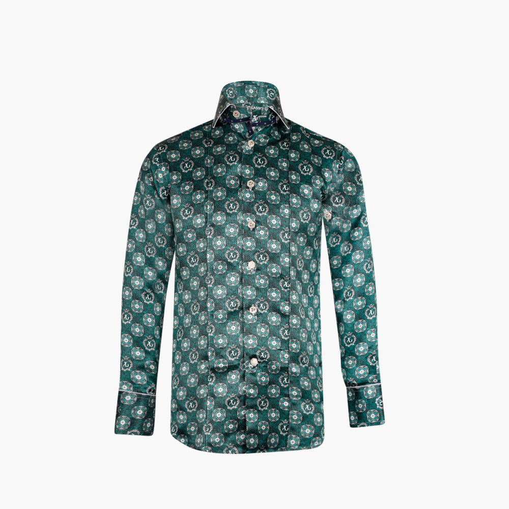 Green & White Floral Mason Silk Shirt