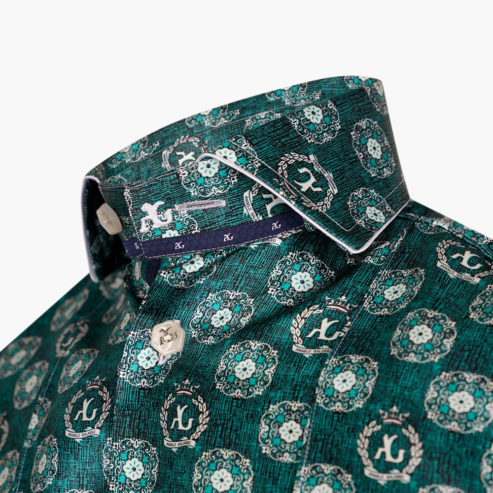 Green & White Floral Mason Silk Shirt - Angelo Galasso - Luxury Italian Menswear London