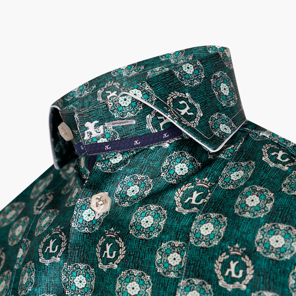 Green & White Floral Mason Silk Shirt