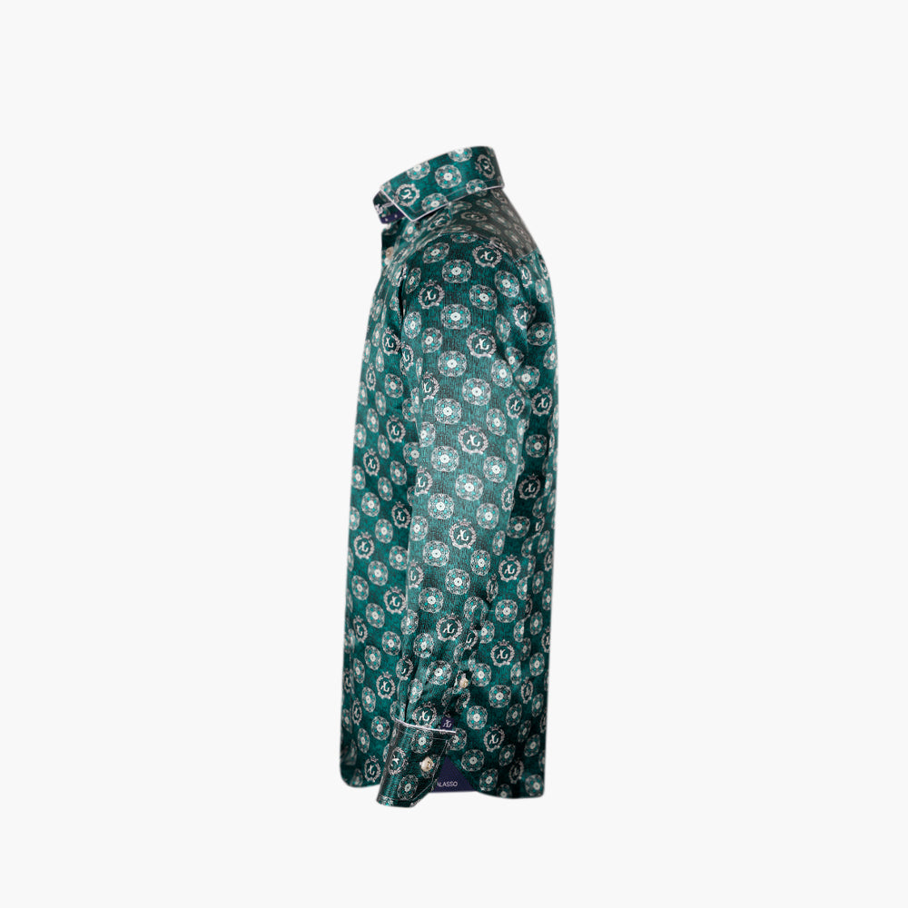 Green & White Floral Mason Silk Shirt