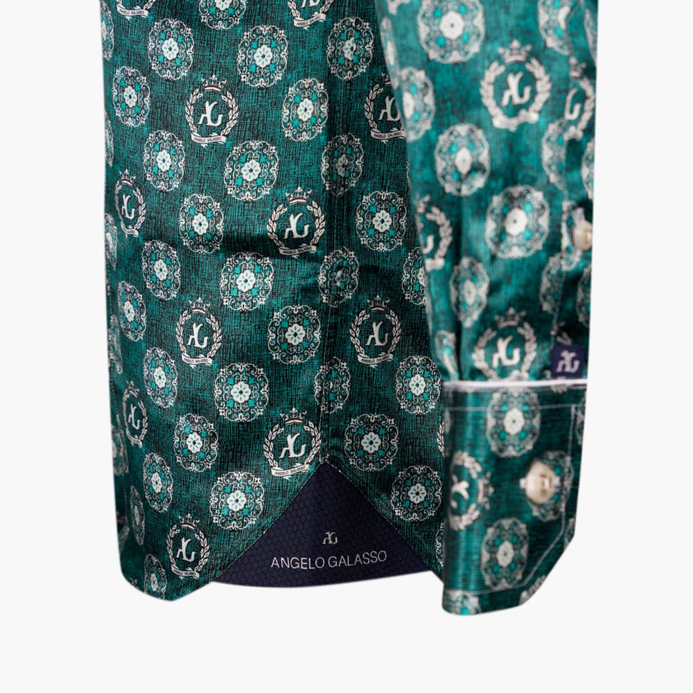 Green & White Floral Mason Silk Shirt - Angelo Galasso - Luxury Italian Menswear London