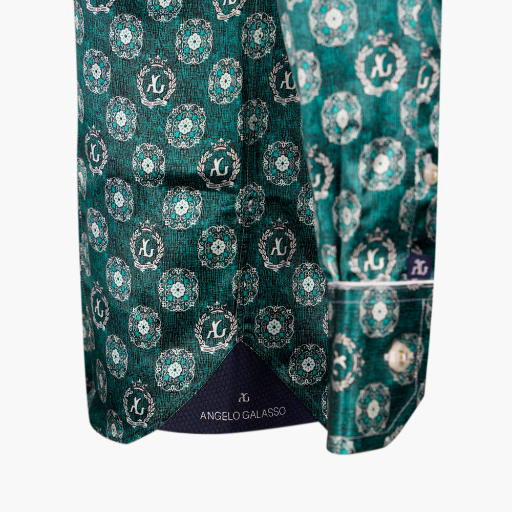 Green & White Floral Mason Silk Shirt