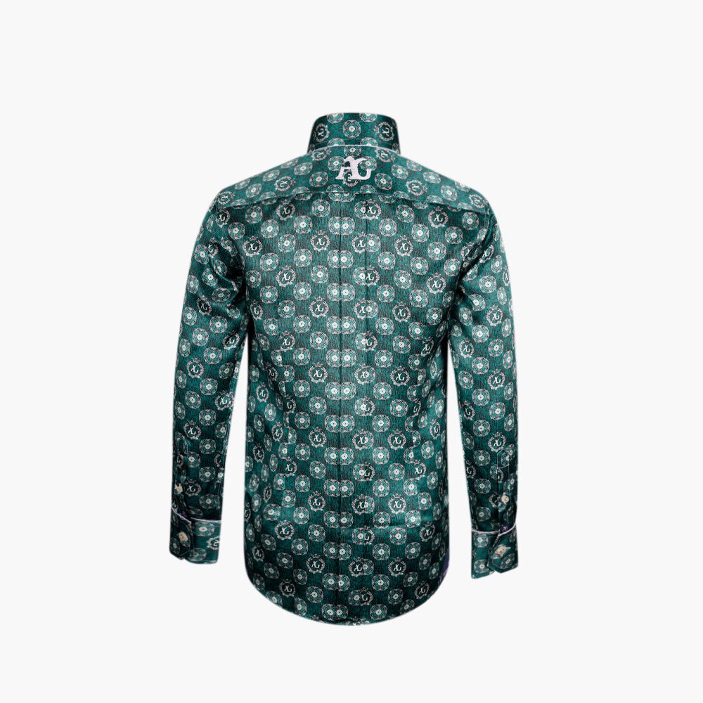 Green & White Floral Mason Silk Shirt - Angelo Galasso - Luxury Italian Menswear London