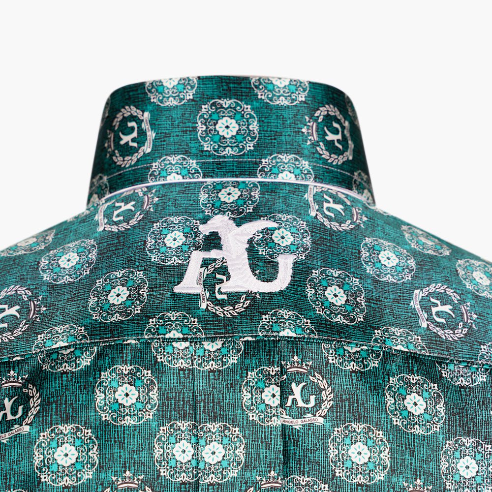 Green & White Floral Mason Silk Shirt - Angelo Galasso - Luxury Italian Menswear London