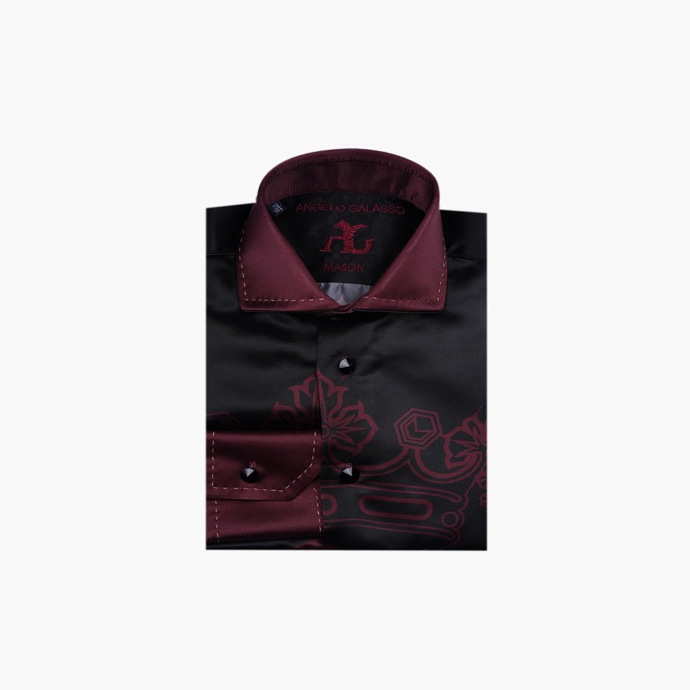 Burgundy Araldica Piazzata Mason Shirt - Angelo Galasso - Luxury Italian Menswear London