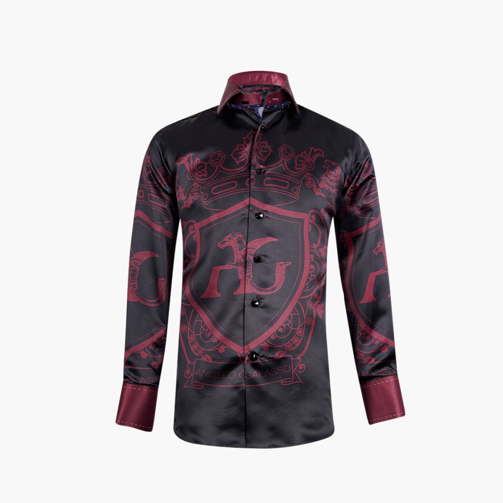 Burgundy Araldica Piazzata Mason Shirt - Angelo Galasso - Luxury Italian Menswear London