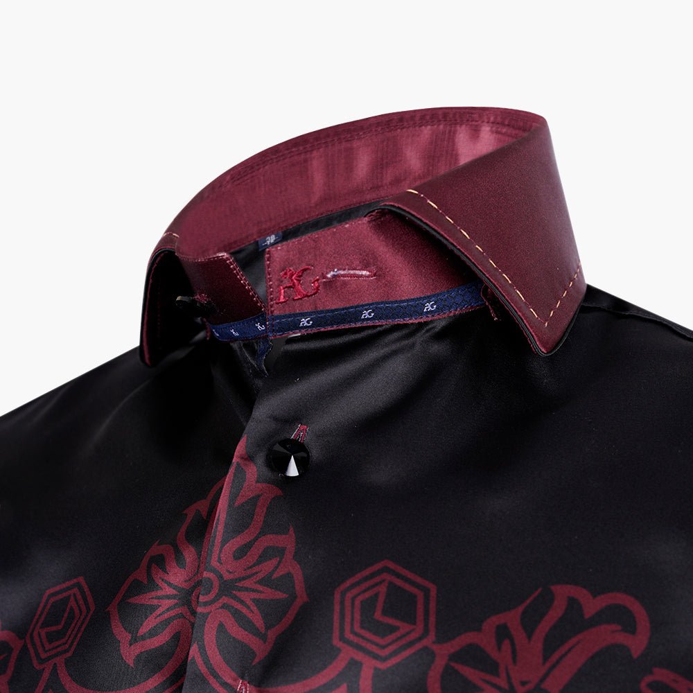 Burgundy Araldica Piazzata Mason Shirt - Angelo Galasso - Luxury Italian Menswear London