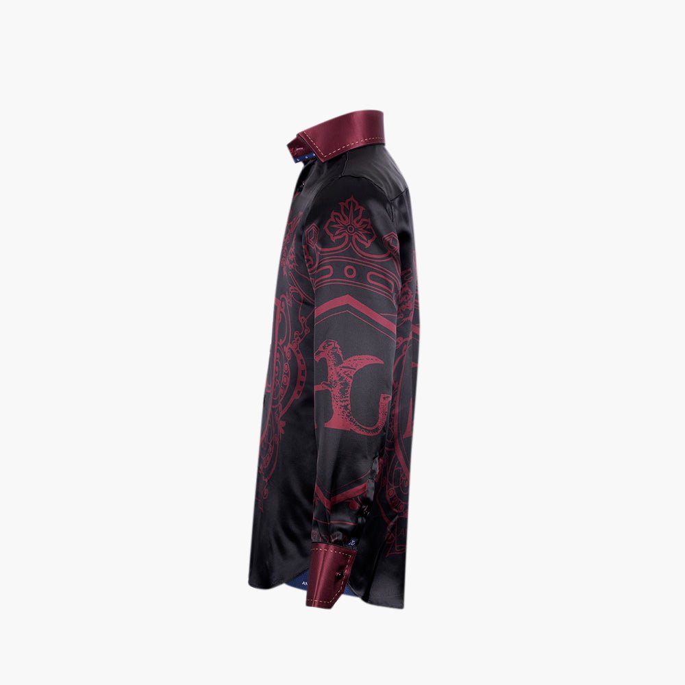 Burgundy Araldica Piazzata Mason Shirt - Angelo Galasso - Luxury Italian Menswear London