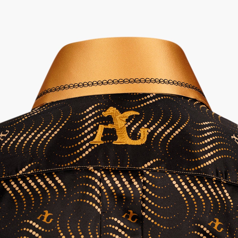 Wave Print Silk Niki Shirt - Angelo Galasso - Luxury Italian Menswear London
