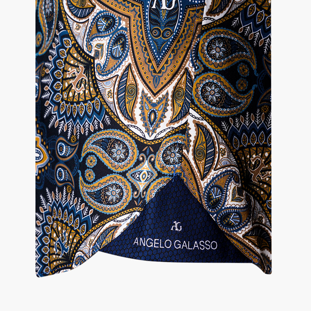 Blue & Brown AG Custom Paisley Print Shirt - Angelo Galasso
