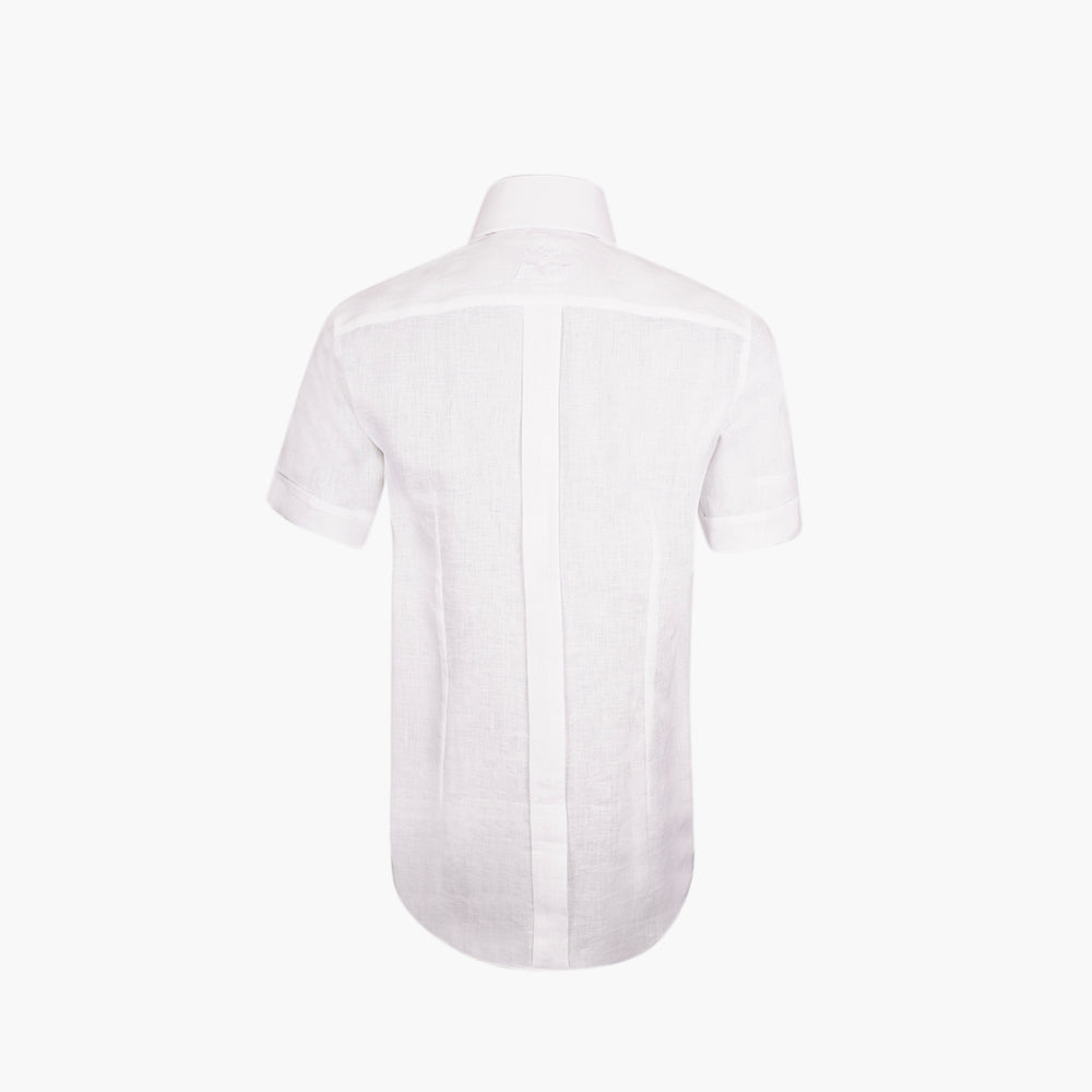 White Crown Linen Short Sleevs Shirt