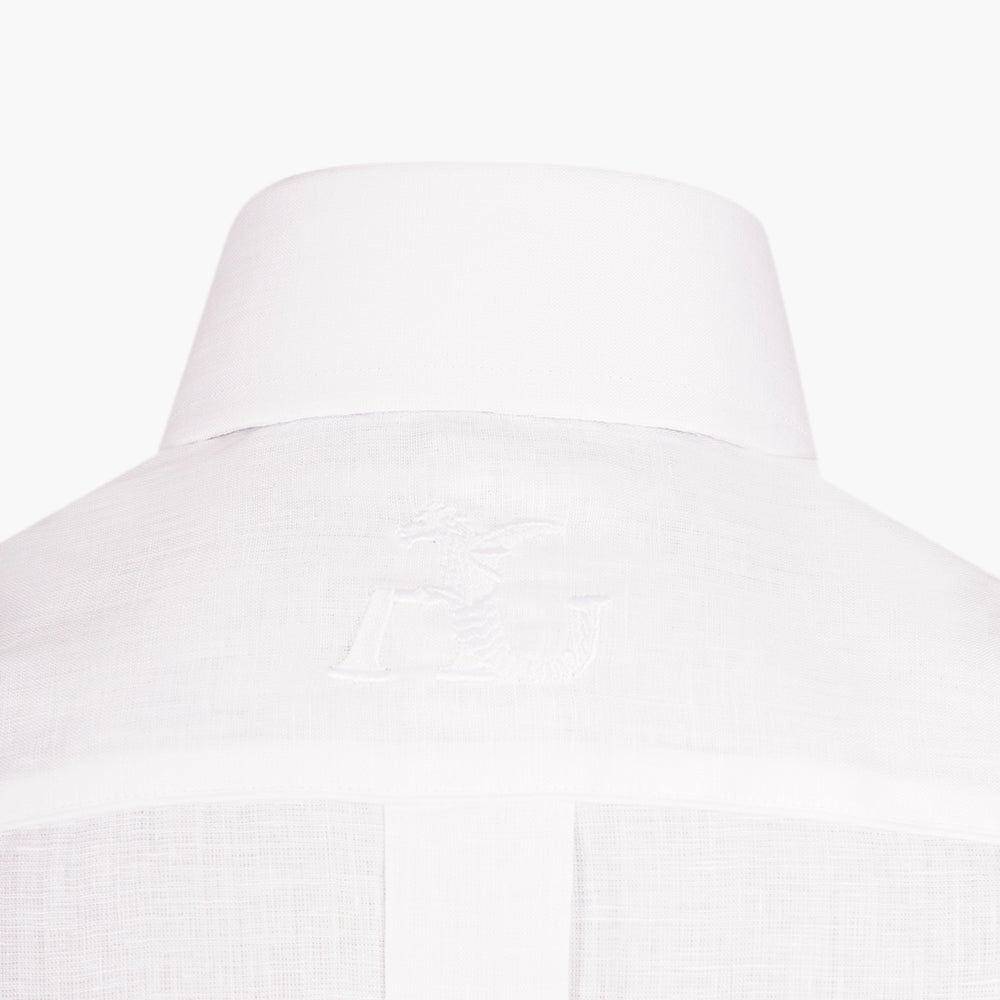 White Crown Linen Short Sleevs Shirt