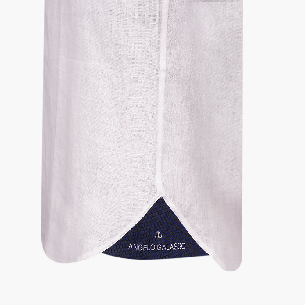 White Crown Linen Short Sleevs Shirt