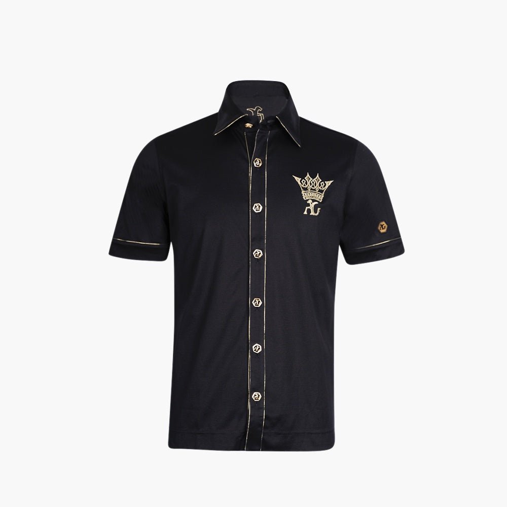 Black & Gold Crown Cotton Polo Shirt - Angelo Galasso - Luxury Italian Menswear London