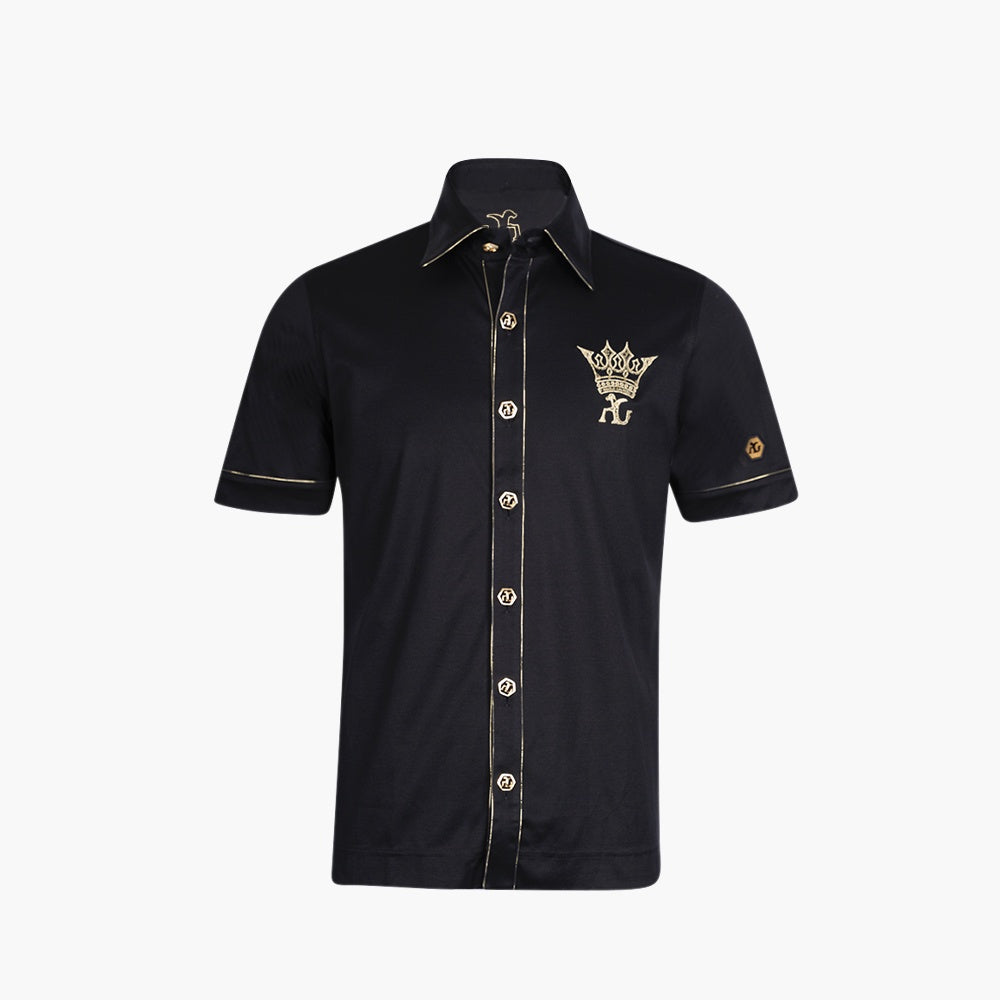Black & Gold Crown Cotton Polo Shirt