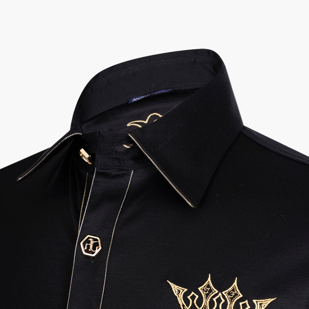 Black & Gold Crown Cotton Polo Shirt