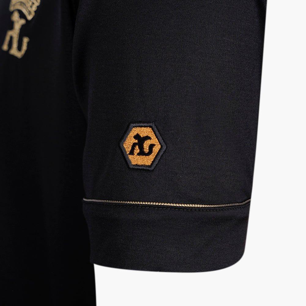 Black & Gold Crown Cotton Polo Shirt - Angelo Galasso - Luxury Italian Menswear London