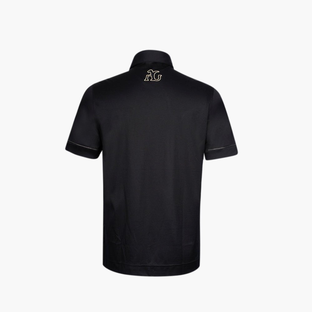 Black & Gold Crown Cotton Polo Shirt - Angelo Galasso - Luxury Italian Menswear London