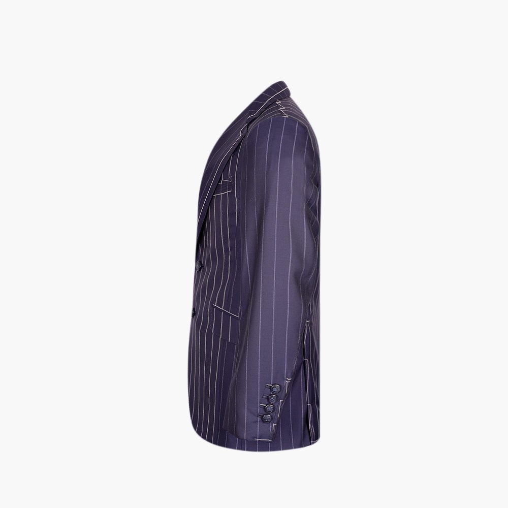 Premium Navy Pinstripe Wool Suit - Angelo Galasso - Luxury Italian Menswear London