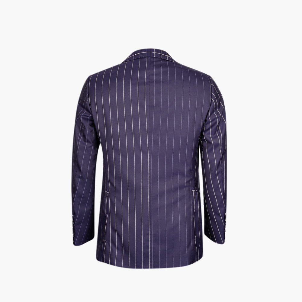 Premium Navy Pinstripe Wool Suit - Angelo Galasso - Luxury Italian Menswear London