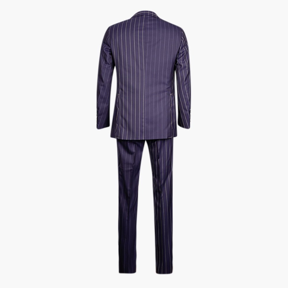 Premium Navy Pinstripe Wool Suit - Angelo Galasso - Luxury Italian Menswear London