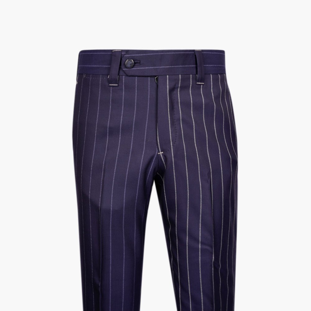 Premium Navy Pinstripe Wool Suit - Angelo Galasso - Luxury Italian Menswear London