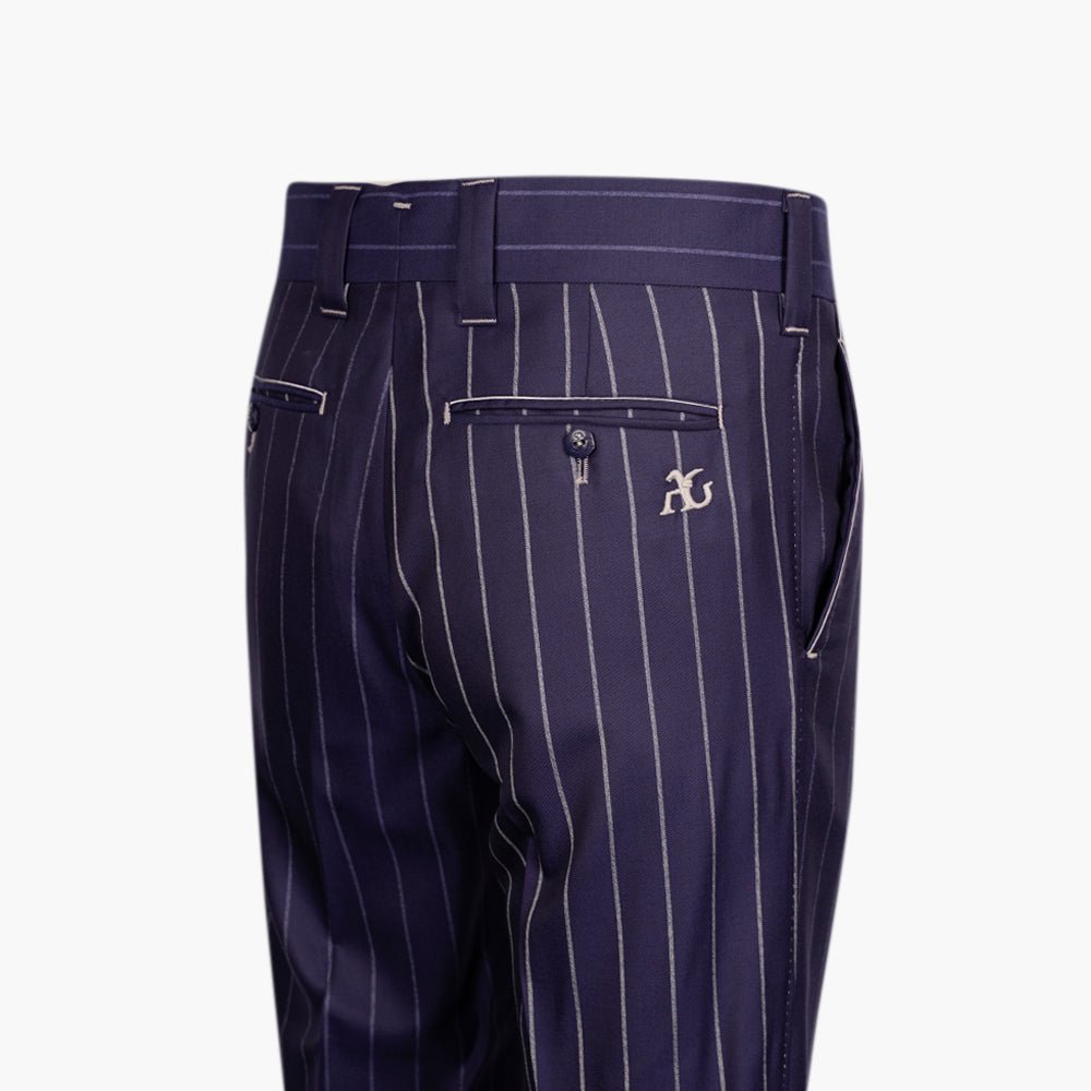 Premium Navy Pinstripe Wool Suit - Angelo Galasso - Luxury Italian Menswear London