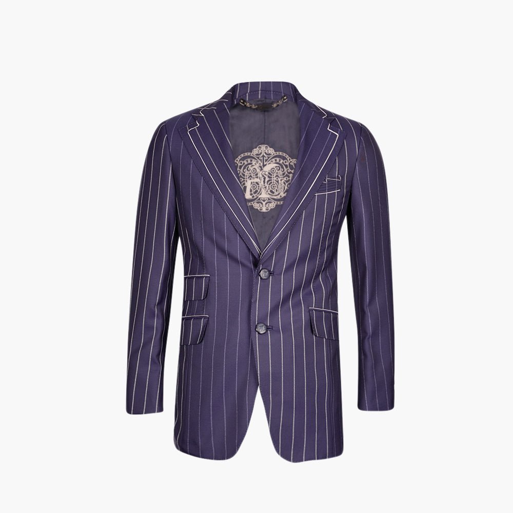 Premium Navy Pinstripe Wool Suit - Angelo Galasso - Luxury Italian Menswear London