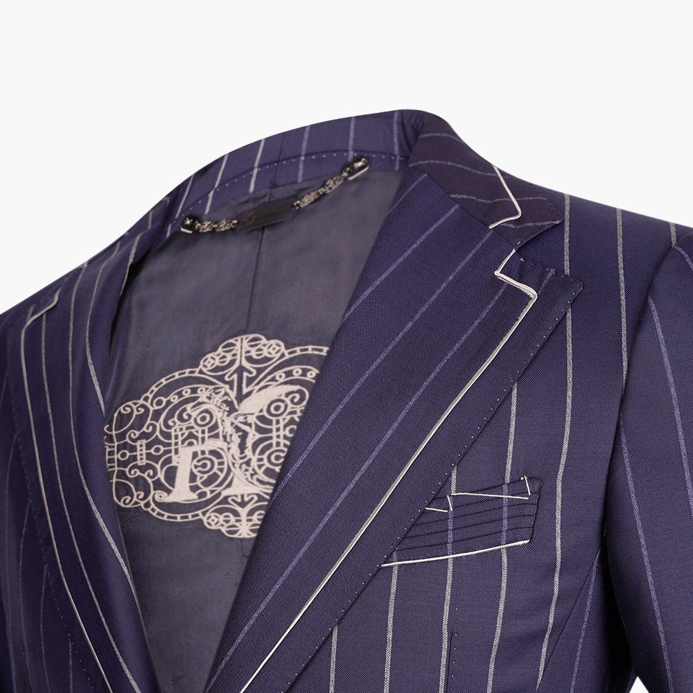 Premium Navy Pinstripe Wool Suit - Angelo Galasso - Luxury Italian Menswear London